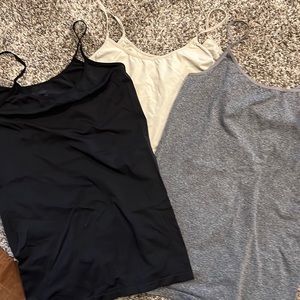 Bundle of 3 BeMaternity stretch knit Tank tops in Black, Cream, Grey L/XL
